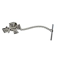 Silver Toned Religious Ichthys Fish and Cross Tie Tack
