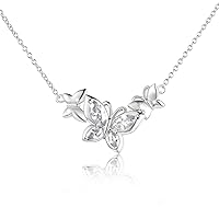 WINNICACA Butterfly Crystal Necklace Sterling Silver Birthstone Jewellery Gifts for Women Teenager Birthday