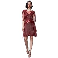Hand Made Sybil Red Fringe Dress Jazz Age 1920s Vintage Inspired Great Gatsby Art Deco Charleston Downton Wedding