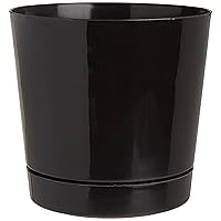 Novelty Majestic Full Depth Round Cylinder Pot, Glossy Black, 8-Inch (10088)