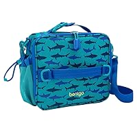 Bentgo® Kids Lunch Bag - Durable, Double-Insulated Lunch Bag for Kids 3+; Holds Lunch Box, Water Bottle, & Snacks; Easy-Clean Water-Resistant Fabric & Multiple Zippered Pockets (Shark)