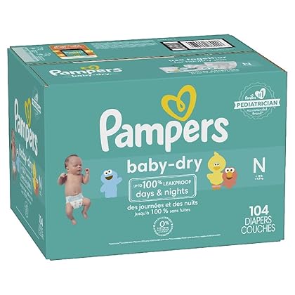 Diapers Size 0, 104 count - Pampers Baby Dry Disposable Diapers