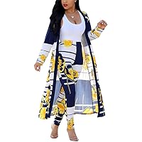 Womens Floral Print Long Sleeve Cardigan Cover up Long Pants 2 Piece Outfits Set