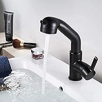 Taps,Faucets,Kitchen All Bronze Cold Heat Faucet Pull-Out Bathroom Bathroom Faucet Spin Wash Basin Shampoo Faucet Tap/Black