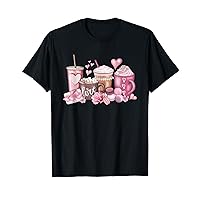 Valentines Day Pink Coffee Cups Latte Iced Cream Chocolate T-Shirt