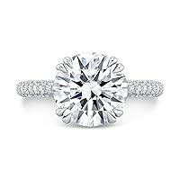 Siyaa Gems 3 CT Round Moissanite Engagement Ring Wedding Bridal Rings Sets Solitaire Halo Style 10K 14K 18K Solid Gold Sterling Silver Anniversary Promise Ring Gift