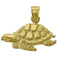 10k Gold Dc Unisex Turtle Height 26.9mm X Width 9.2mm Animal Charm Pendant Necklace Jewelry for Women