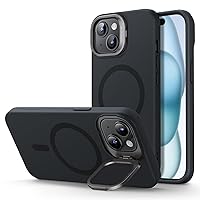 ESR for iPhone 15 Plus Case, MagSafe Silicone Case with Stand, Military-Grade Protection, Built-in Camera Stash Stand, Magnetic Phone Case for iPhone 15 Plus, Cloud Series, Black