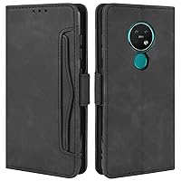 Nokia 6.2 Case, Magnetic Full Body Protection Shockproof Flip Leather Wallet Case Cover with Card Slot Holder for Nokia 6.2 Phone Case (Black)
