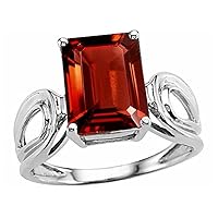 Tommaso Design Solid 14k White Gold Emerald Cut Octagon Large Big Stone Solitaire Ring