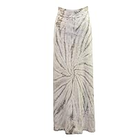 Hard Tail Forever Flat Waist Floor Length Sweep Skirt, Style B-143 (M, Grey Tie-Dye)