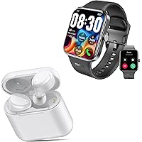 TOZO S4 AcuFit One Smartwatch Bluetooth Talk Dial Fitness Tracker Black + T6 Wireless Headphones Bluetooth in-Ear White