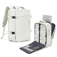 Large Travel Backpack for Women Men, Lightweight Carry on Backpack Flight Approved, Waterproof Casual Daypack Backpacks with Shoe Compartment for Overnight Travel Mochila de viaje, Moon White