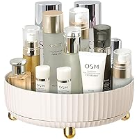 Onewly 360° Rotating Makeup Organizer, Vanity Display Case for Cosmetic, Brush, Lipstick and Cream (White(Small))