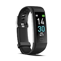 S5-4 Waterproof Fitness Watch/Health Bracelet for Android & iOS – Health & Fitness Tracker: 16 Sport Modes – 10 Color Smartwatch Straps (Black)
