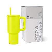 30 oz Tumbler with Handle and Straw Lid | Insulated Cup Reusable Stainless Steel Water Bottle Travel Mug Cupholder Friendly | Gifts for Women Men Him Her | Trek Collection | Chartreuse