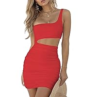 One Shoulder Ruched Dress Sexy Skeleton Clubbing Cocktail Party Mini Dresses