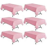 sancua 6 Pack Pink Tablecloth 60 x 102 Inch, Rectangle Table Cloth for 6 Feet Table - Stain and Wrinkle Resistant Washable Polyester Table Cover for Dining Table, Buffet Parties and Camping