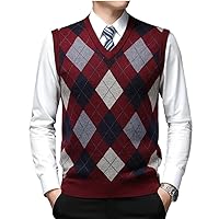 Pullover Diamond Sweater V Neck Knit Vest Men% Sleeveless Autum Casual Clothing