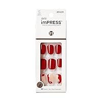 KISS imPRESS No Glue Mani Press On Nails, Design, Adore You', Red, Short Size, Squoval Shape, Includes 30 Nails, Prep Pad, Instructions Sheet, 1 Manicure Stick, 1 Mini File