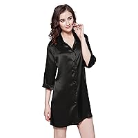 LilySilk Silk Nightshirt for Women 22 Momme Mulberry Silk Button-Down Shirt Dress Classic for Spring and Summer