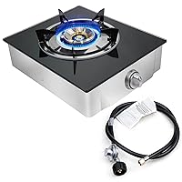 Propane Gas Cooktop 1 Burners Gas Stove portable gas stove Tempered Glass Single Burners Stove Auto Ignition Camping Single Burner LPG for RV,Apartments,Outdoor