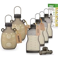 haakaa Silicone Breast Milk Storage Bag&Natural Glass Baby Bottle Set-Baby Food Storing Yummy Pouch|Newborn Registry Essentials