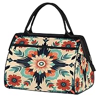 Travel Duffel Bag, Flower Bohemia Floral Sports Tote Gym Bag,Overnight Weekender Bags Carry on Bag for Women Men, Airlines Approved Personal Item Travel Bag for Labor and Delivery