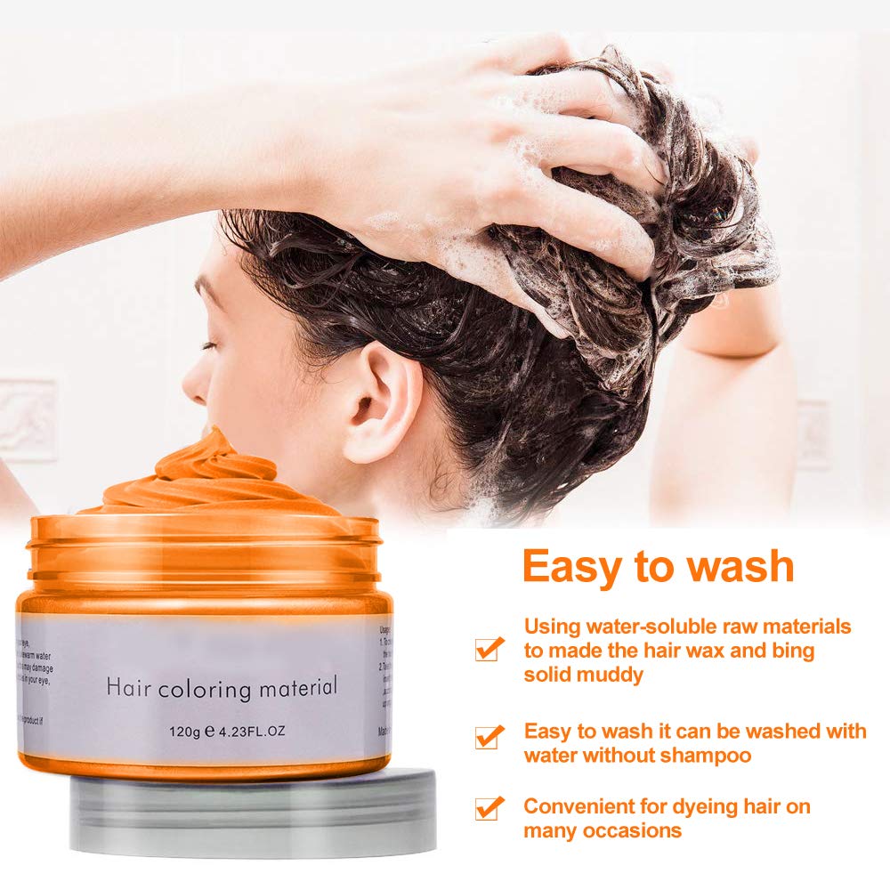 Orange Temporary Hair Color Wax ,Acosexy Kids Hair Wax Dye Pomades Disposable Natural Hair Strong Style Gel Cream Hair Dye,Instant Hairstyle Mud Cream for Party, Cosplay, Masquerade etc.(Orange)