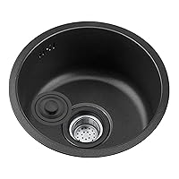 Bath Fixtures Black Round Sink Kitchen Renovation Pool Round Single Sink Small Sink Bathroom Round washbasin Washing Vegetables and dishwashing Pool Household Sink Double Bow