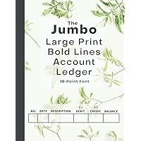 The Jumbo Large Print Bold Lines Account Ledger Book (Green Leaves Design): Simple Check Register / Check Log Book / Debit Card Ledger / Account Tracker (8.5x11