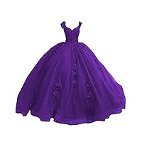 Modest 3D Floral Flower Pattern A line Prom Quince Dresses for Women Teens with Straps Lace