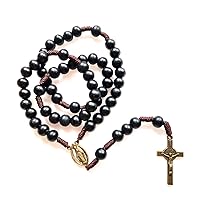 Handwoven Rope For Cross Rosary Necklace Sacred Catholic Jewelry Pendant For Birthday Wedding Festival Party Decoration Christian Rosary Necklace For Men