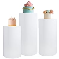 3Pcs Cilindros para fiestas redondos blancos，pedestal stand for parties，white cylinder stands for party，cilindros para decoraciones de fiestas for Wedding Ceremony Birthday Party Art Decor.