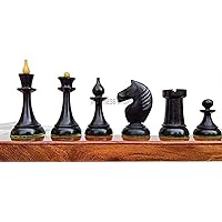 Russian USSR Weighted Chess Pieces Only|1950's Soviet Latvian Reproduced Weighted Chess Set in Ebonised Boxwood & Antiqued Boxwood-4.1