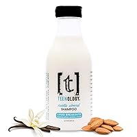 Teenology Shampoo for Teens - Avoid Forehead and Body Acne - No Sulfates or Parabens, Noncomedogenic, Natural Botanical Extracts, 16 oz. (Vanilla Almond)