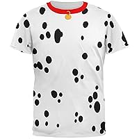 Dog Dalmatian Costume Red Collar All Over Adult T-Shirt