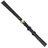 8mm Speidel Black Lizard Grain Genuine Leather Watch Band Ladies Regular