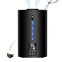 5.2L Humidifiers for Bedroom Large Room Home, Cool & Warm Humidifiers for Plants Mist Top Fill Desk Humidifiers Essential Oil Diffuser, Quiet Humidifiers with Adjustable Mist,360°Nozzle-Midnight Black