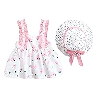 Toddler Baby Girl Suspender Ruffled Skirt Dress Floral Print Dress Summer Princess Dress for Girls Two Piece Dress
