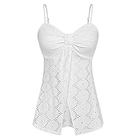 Belle Poque Women Eyelet Tank Tops Cute Dressy Casual Spaghetti Strap V Neck Summer Camisole Tops for Beach