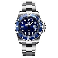 STEELDIVE SD8205 300m Waterproof Quartz Men's Watch 2115 Ceramic Bezel Calendar Display BGW9 Luminous Diver Watches (Blue)