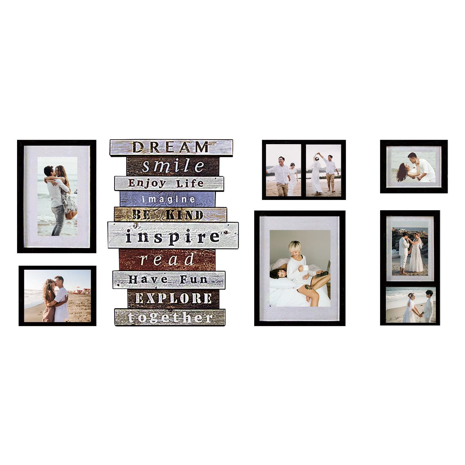 Hello Laura - Photo Frame Classic Picture Portrait Frame Gallery Collection Wall Hanging Photo Frame Set - Multi Sockets with Inspiring Decor Bar f...