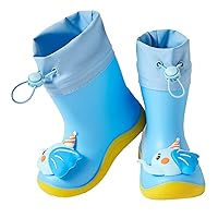 Toddlers Children Rain Shoes Elephant Cartoon Character Rain Shoes With Warm Bundle Muzzle Winter Shoes for Toddler Boys