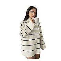 Women's Sweaters 2023 Winter | Flared Long Sleeve | Turtleneck | Oversize Cut (White)