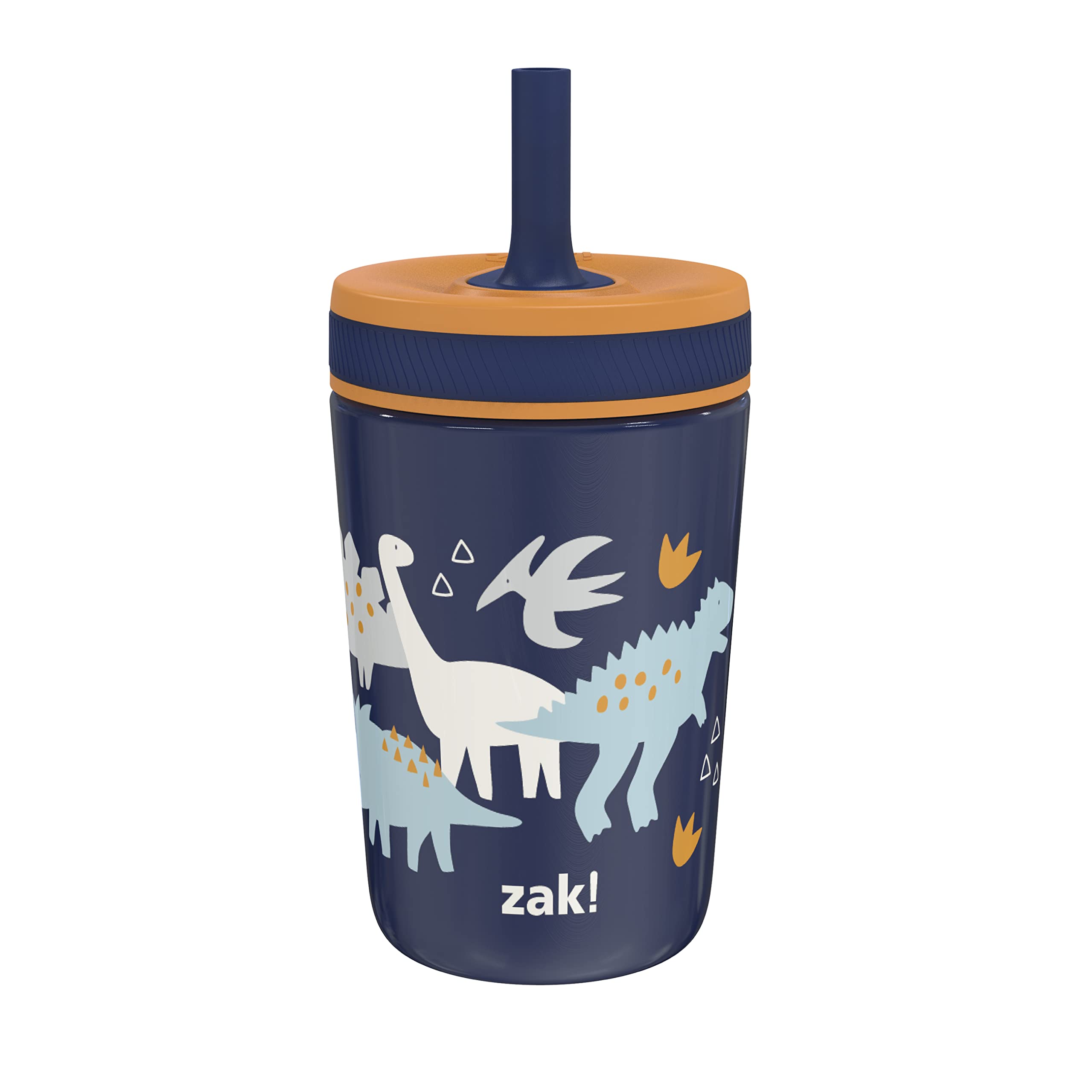 Zak Designs Kelso Toddler Cups For Travel or At Home, 12oz Vacuum Insulated Stainless Steel Sippy Cup With Leak-Proof Design is Perfect For Kids (Zaksaurus)