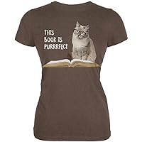 Animal World Cat This Book is Purrrfect Heather Brown Juniors Soft T-Shirt
