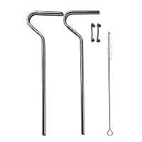 Anti Wrinkle Straw with Silicone Straw Topper, Reusable Anti Wrinkle Drinking Straw Stainless Steel Straw, Lip Straw for Wrinkles, Set of Two Anti Lip Wrinkle Straw with Cleaning Brush