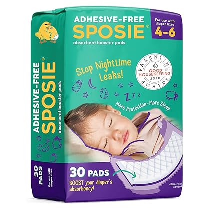Sposie Diaper Booster Pads, Size 4-6, 30 Count - Hypoallergenic, Dermatologist and Pediatrician Tested, Fragrance, Latex, Chemical and Cruelty-Free, Made in USA