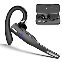 Bluetooth Headset, Wireless Single Ear Bluetooth V5.0 Earphones with Charging Case Hands-Free Stereo Noise Cancelling Mic, Compatible iPhone Android Phones Driving/Business/Office